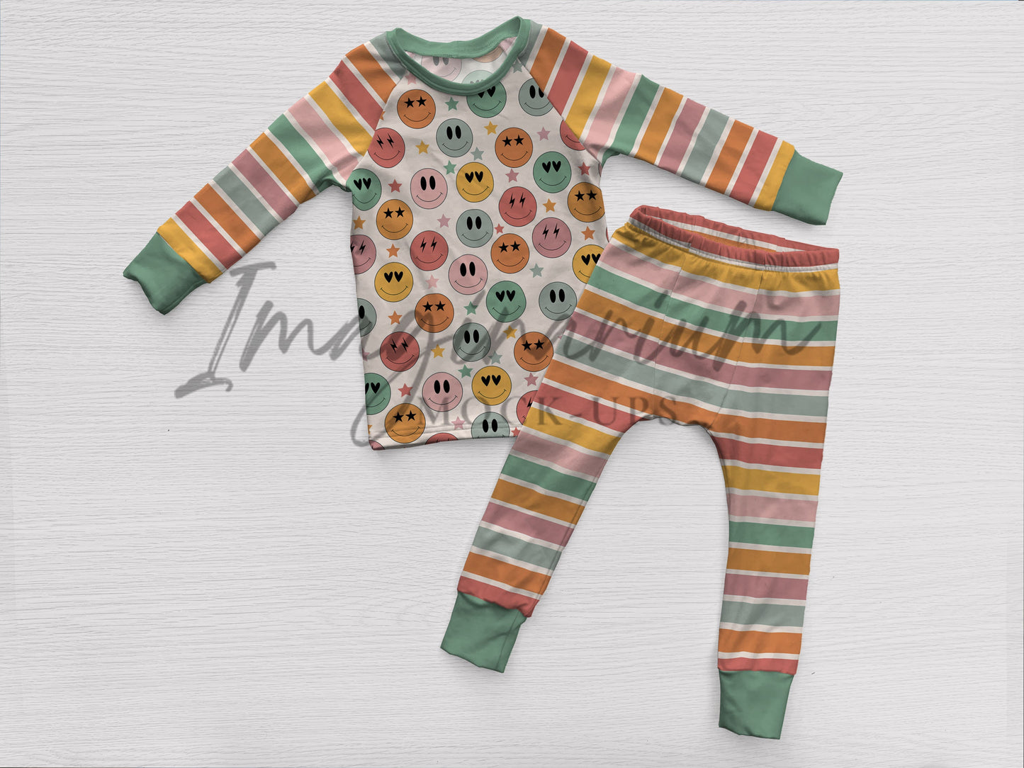 Raglan Pajama Shirt and Pants Set mock up, Elastic Band, Realistic Photoshop Mockup for Photoshop and Procreate
