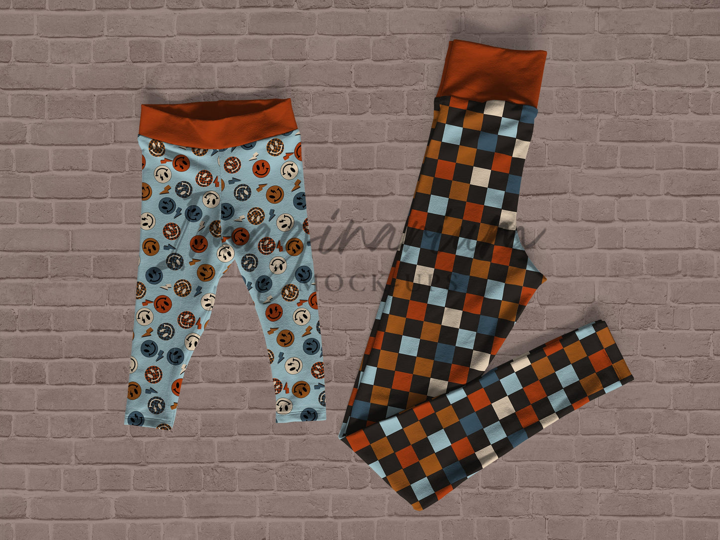 Mommy and Me Leggings Set Mock Up, Kid and Adult High Waisted Leggings Mock Ups, Realistic Mockup for Photoshop and Procreate