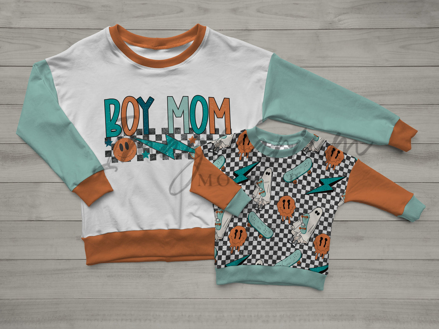 Adult and child Long Sleeve Dolman Sweater Mock Up, Realistic Clothing Mockup for Photoshop and Procreate