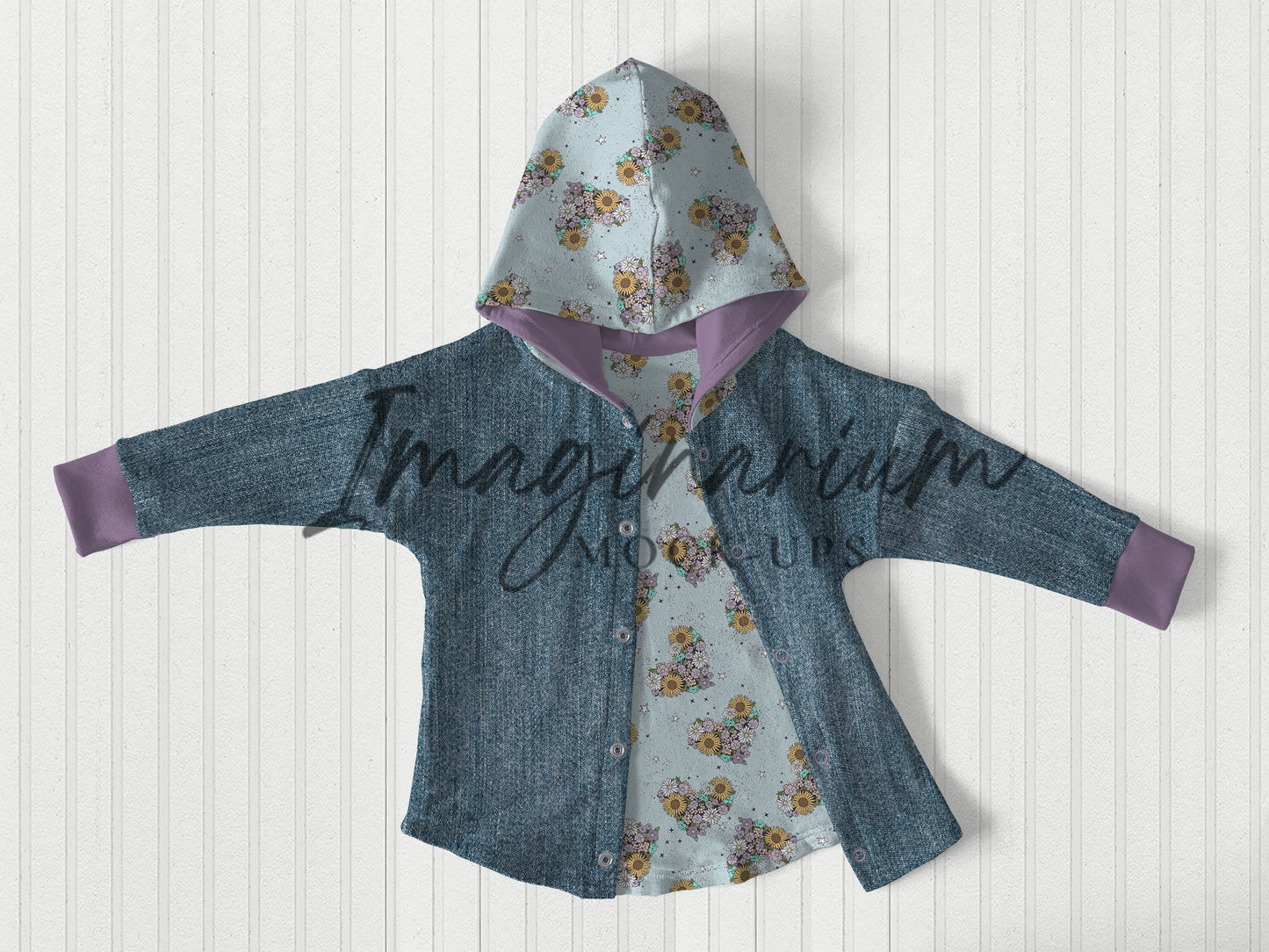 Shacket Snap Front Hooded Tee Mock Up, Realistic Mockup for Photoshop and Procreate
