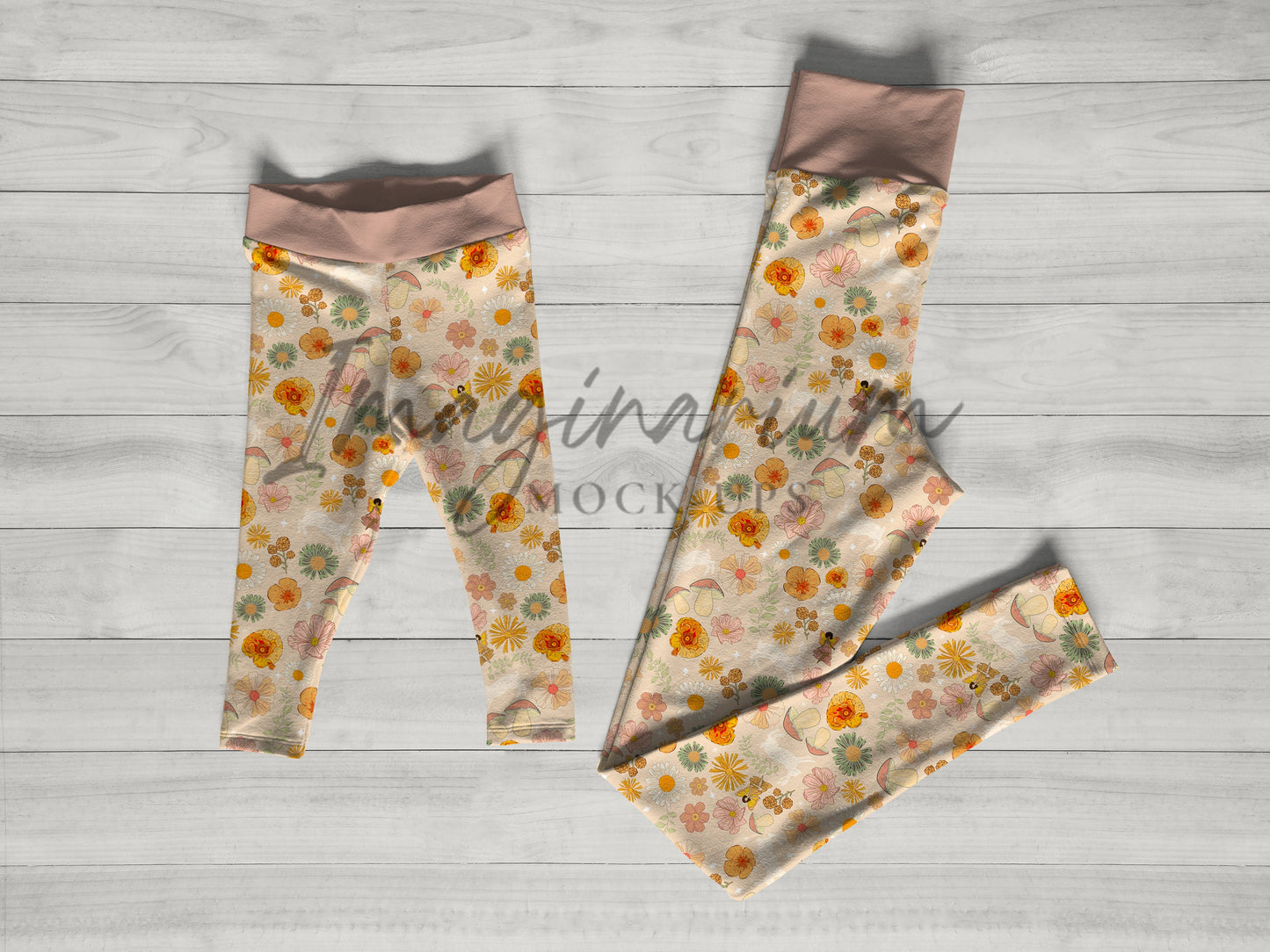 Mommy and Me Leggings Set Mock Up, Kid and Adult High Waisted Leggings Mock Ups, Realistic Mockup for Photoshop and Procreate