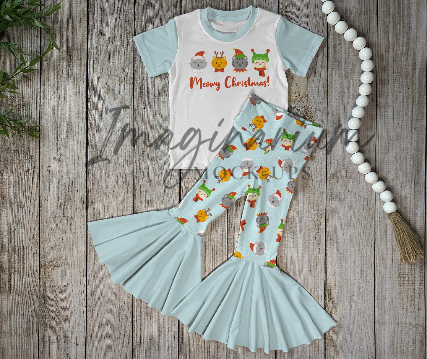 Bell Bottoms and Shirt Outfit Mock Up, Realistic Clothing Mockup for Photoshop and Procreate