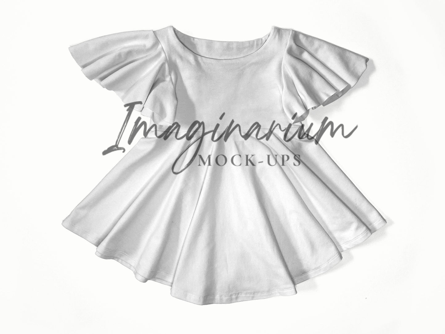 Flutter Sleeve Circle Skirt Tofino Dress Mock Up, Realistic Clothing Mockup for Photoshop and Procreate