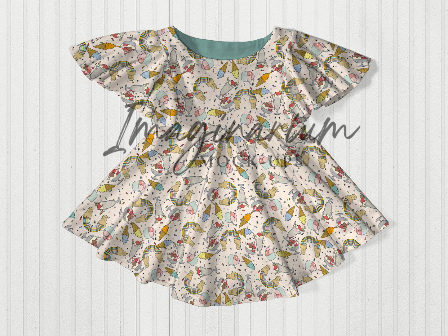 Flutter Sleeve Circle Skirt Tofino Dress Mock Up, Realistic Clothing Mockup for Photoshop and Procreate