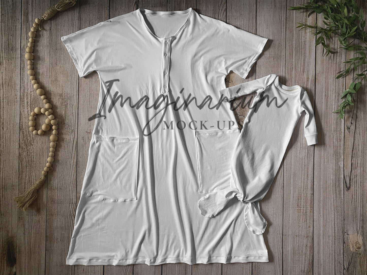 Adult Modern House Dress and Baby Lapneck Gown Set Mock Up, Realistic Mockup for Photoshop and Procreate