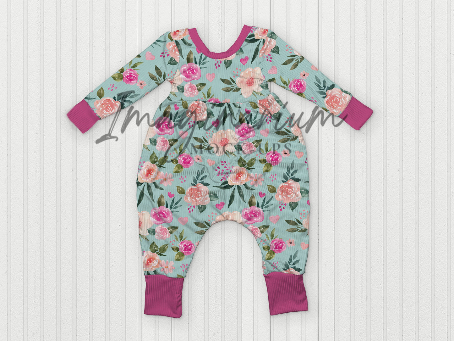 Long Sleeve Magnolia Pants Romper Mock Up, Realistic Mockup for Photoshop and Procreate