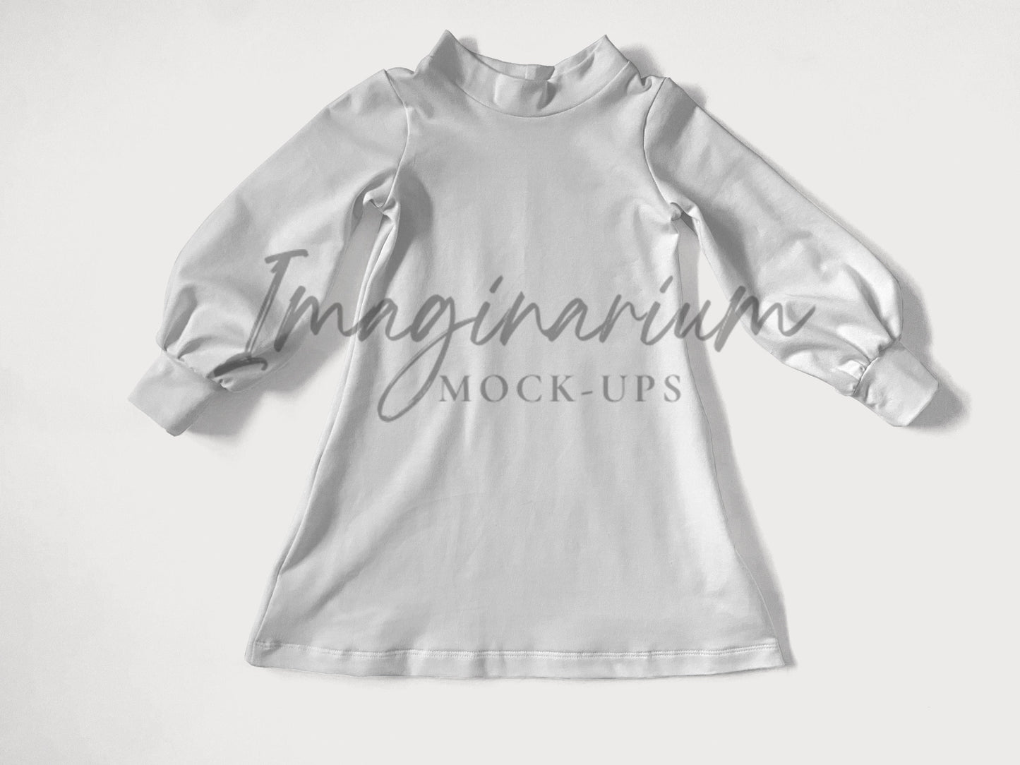 Long Bishop Sleeve Mock Neck dress Mock Up, Realistic Clothing Mockup for Photoshop and Procreate