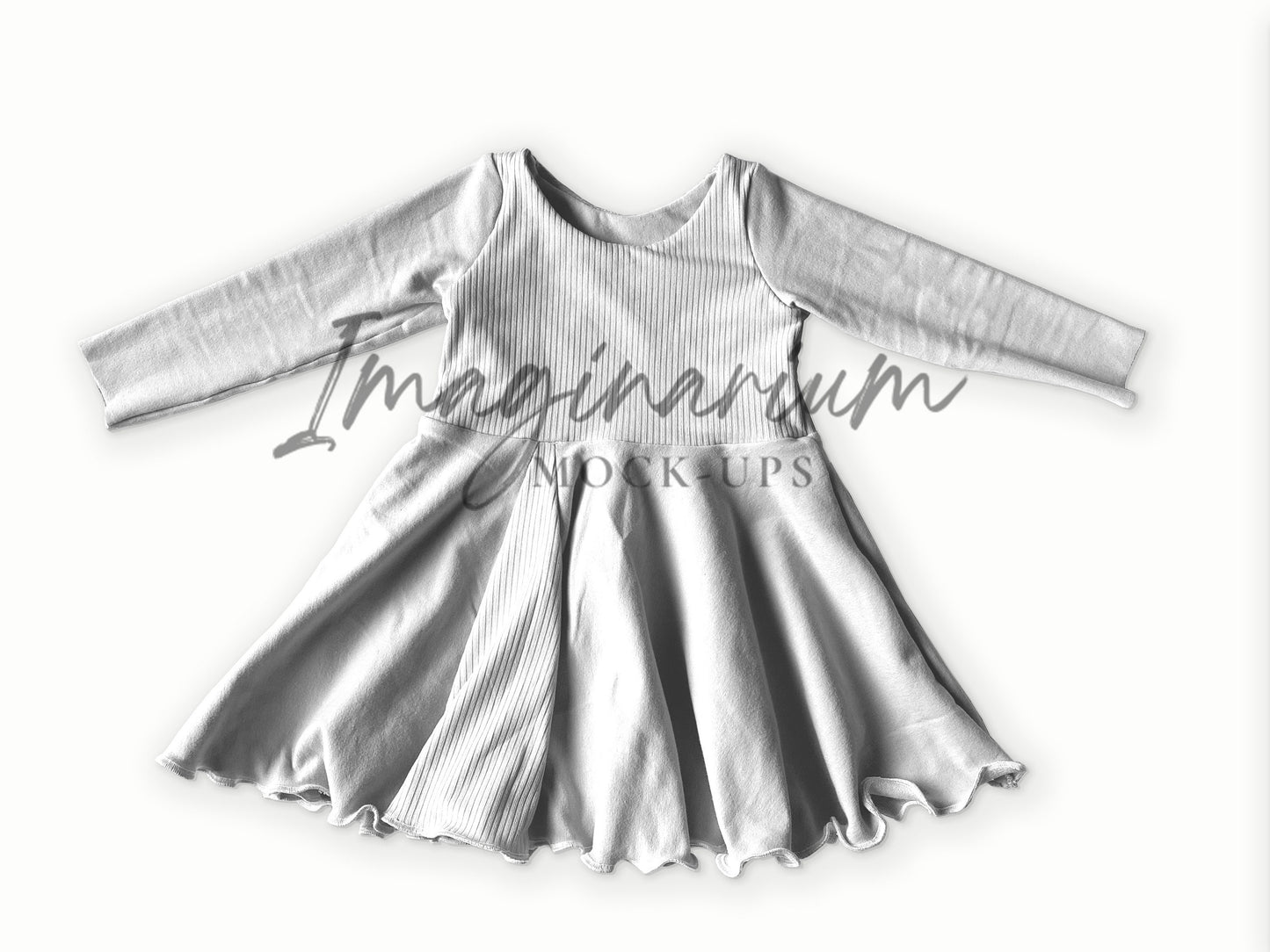 Long Sleeve Twirl Magic Dress Mock Up, Realistic Clothing Mockup for Photoshop and Procreate