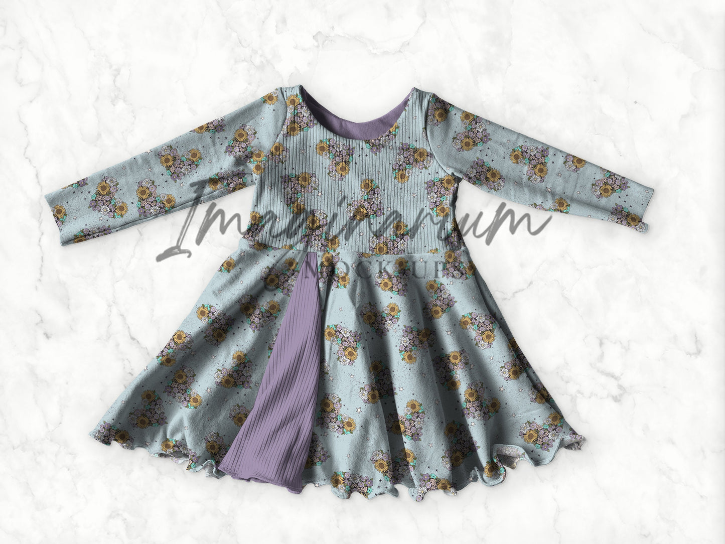 Long Sleeve Twirl Magic Dress Mock Up, Realistic Clothing Mockup for Photoshop and Procreate