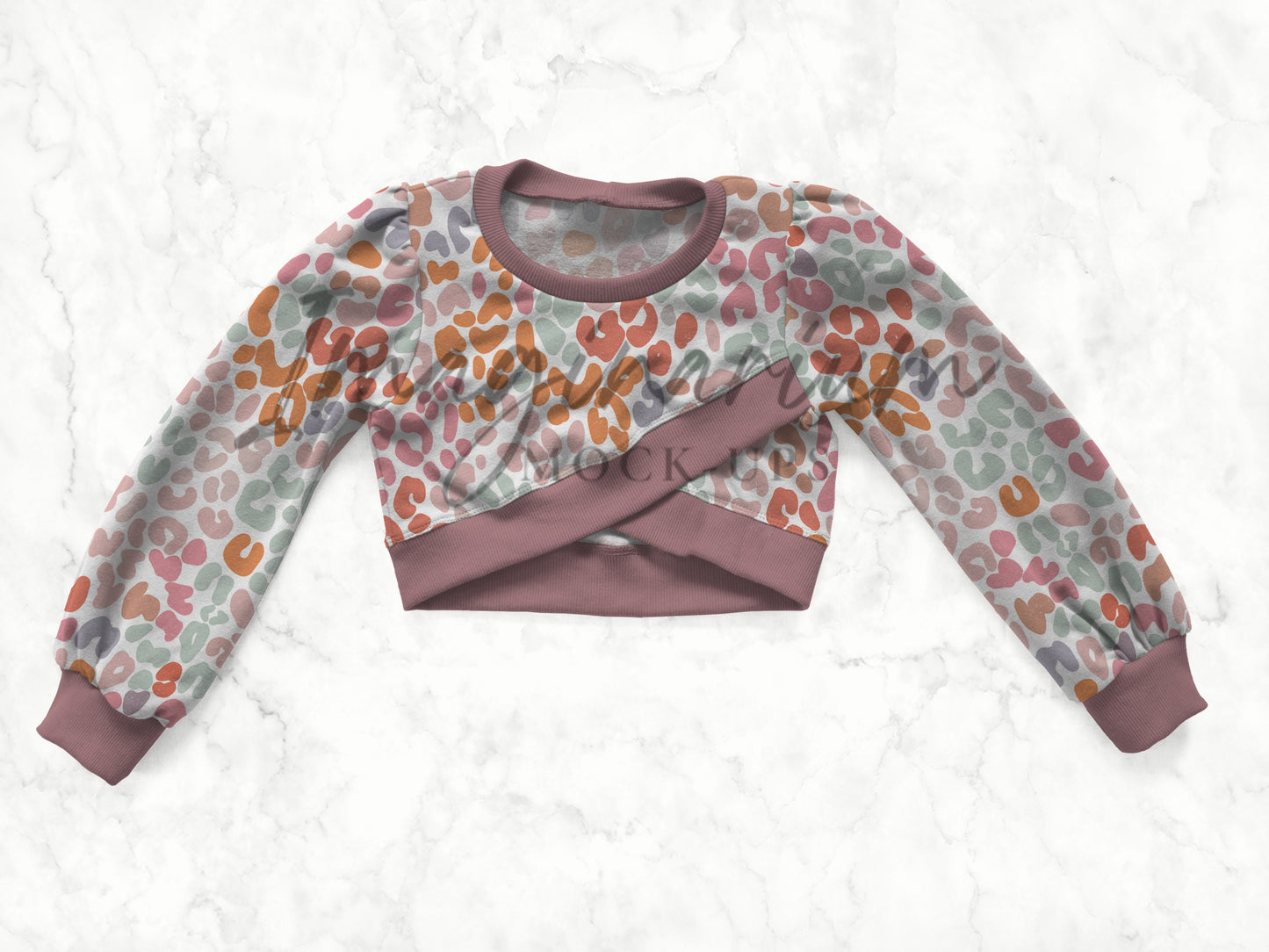Tulip Front Long Sleeve Cropped Sweater Mock Up, Realistic Clothing Mockup for Photoshop and Procreate