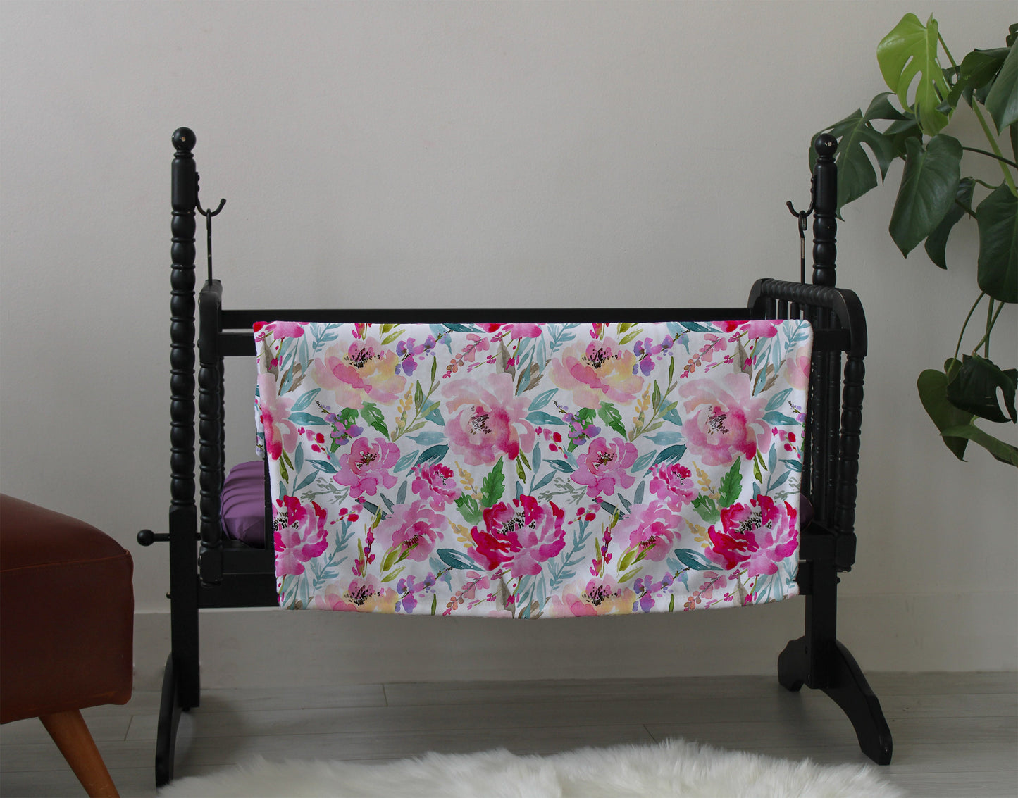 Small Minky Blanket on Bassinet Lifestyle Mockup, Realistic Mock Up for Photoshop and Procreate