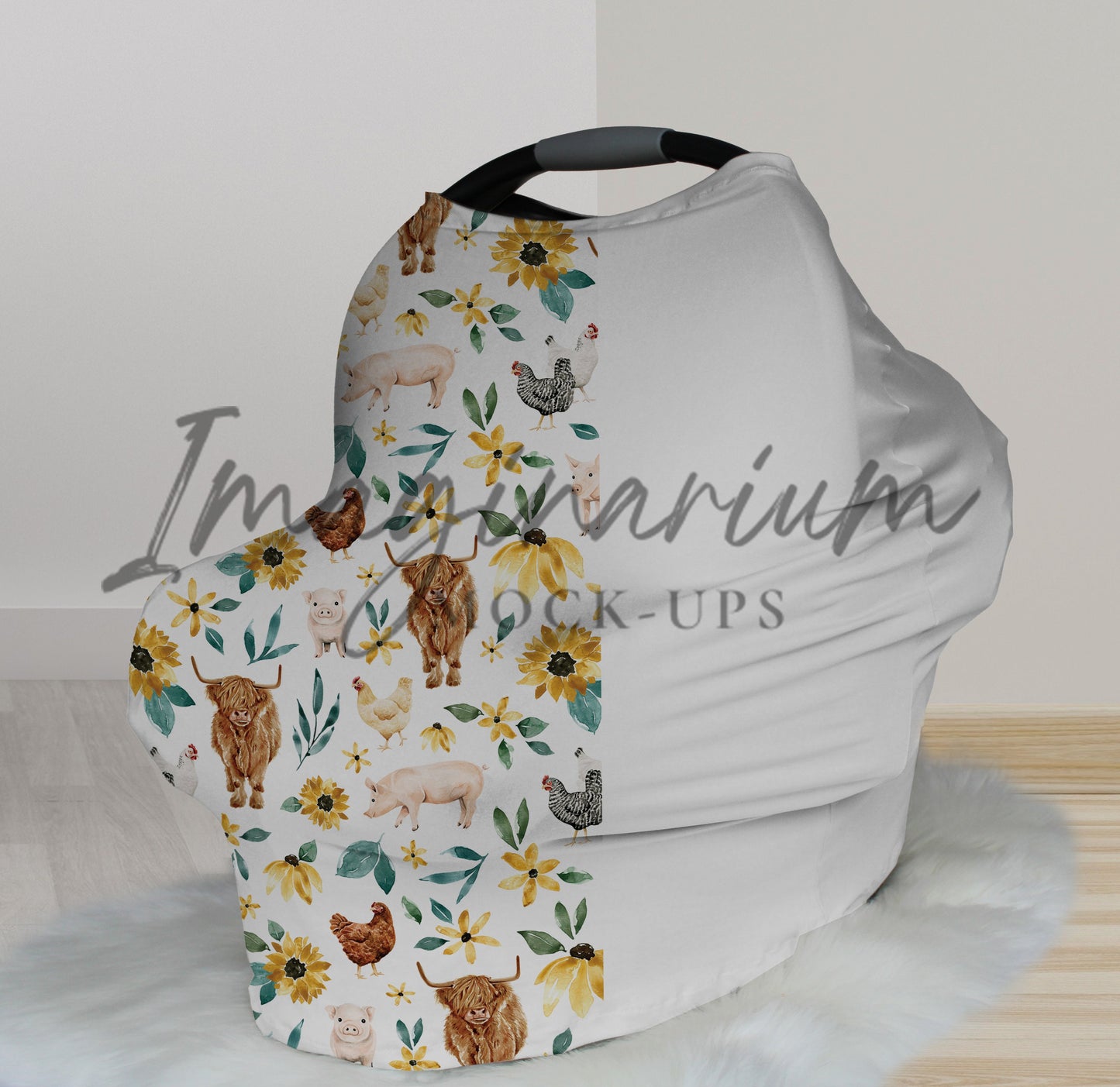 Car Seat Cover Mockup, Nursing Cover Mockup, Realistic Mock Up for Photoshop and Procreate