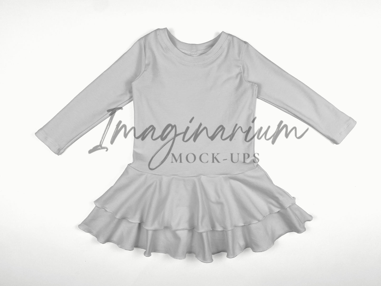 Long Sleeve Drop Waist Aubrey Dress Mock Up, Realistic Clothing Mockup for Photoshop and Procreate