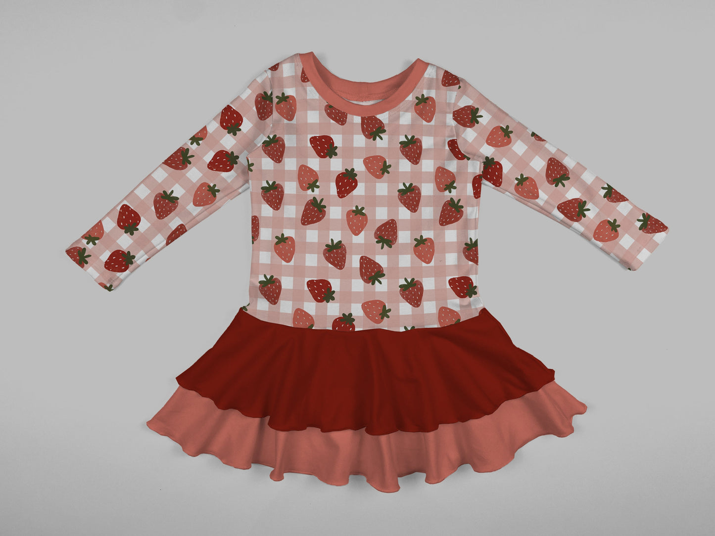 Long Sleeve Drop Waist Aubrey Dress Mock Up, Realistic Clothing Mockup for Photoshop and Procreate