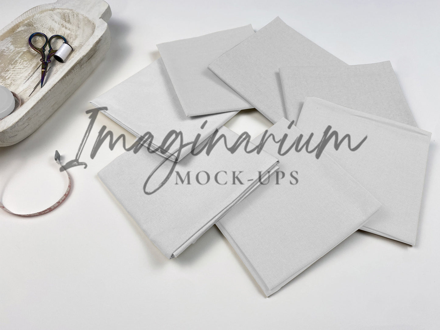 Seven Fat Quarters Folded Fabric Mock Ups, Realistic Mockup for Photoshop and Procreate