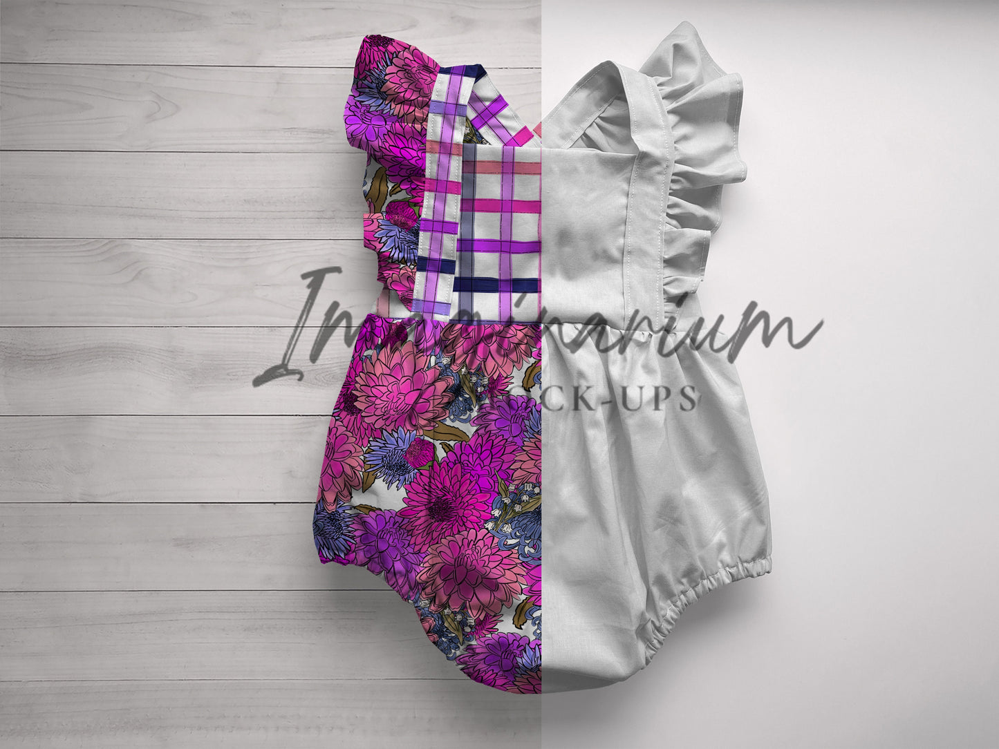 Ruffle Baby Romper Mock Up, Bellevue Romper Mockup, Woven Romper, Procreate Customizable Mock-up, Realistic Photoshop Clothing mockup