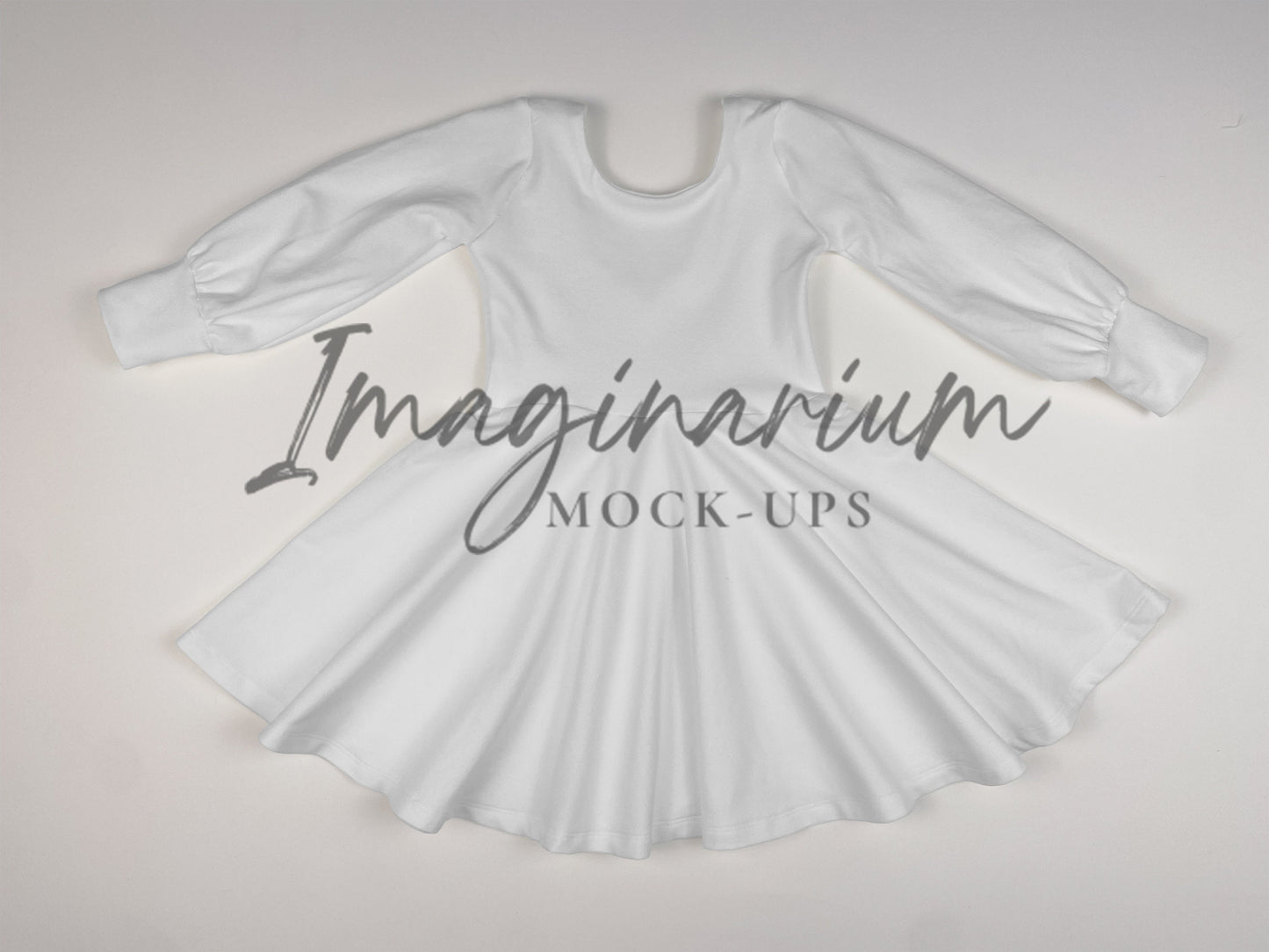 Long Sleeve Circle Skirt Brielle Dress Mock Up, Realistic Clothing Mockup for Photoshop and Procreate