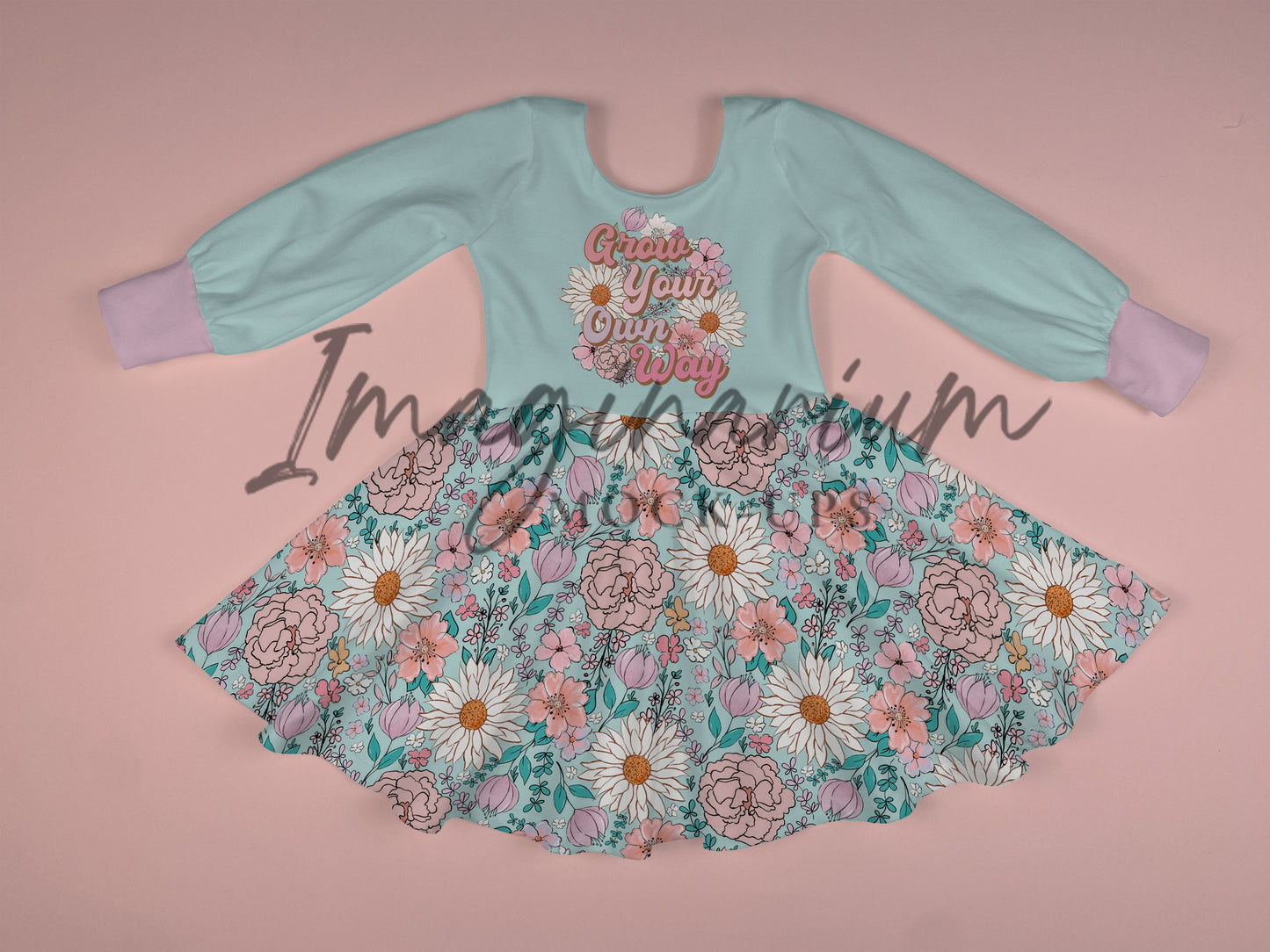 Long Sleeve Circle Skirt Brielle Dress Mock Up, Realistic Clothing Mockup for Photoshop and Procreate