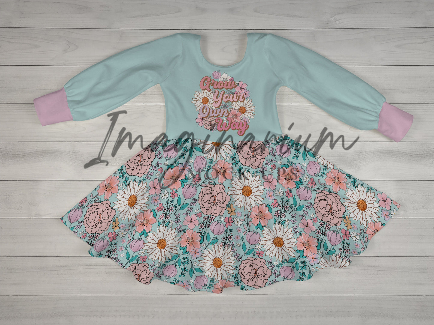 Long Sleeve Circle Skirt Brielle Dress Mock Up, Realistic Clothing Mockup for Photoshop and Procreate