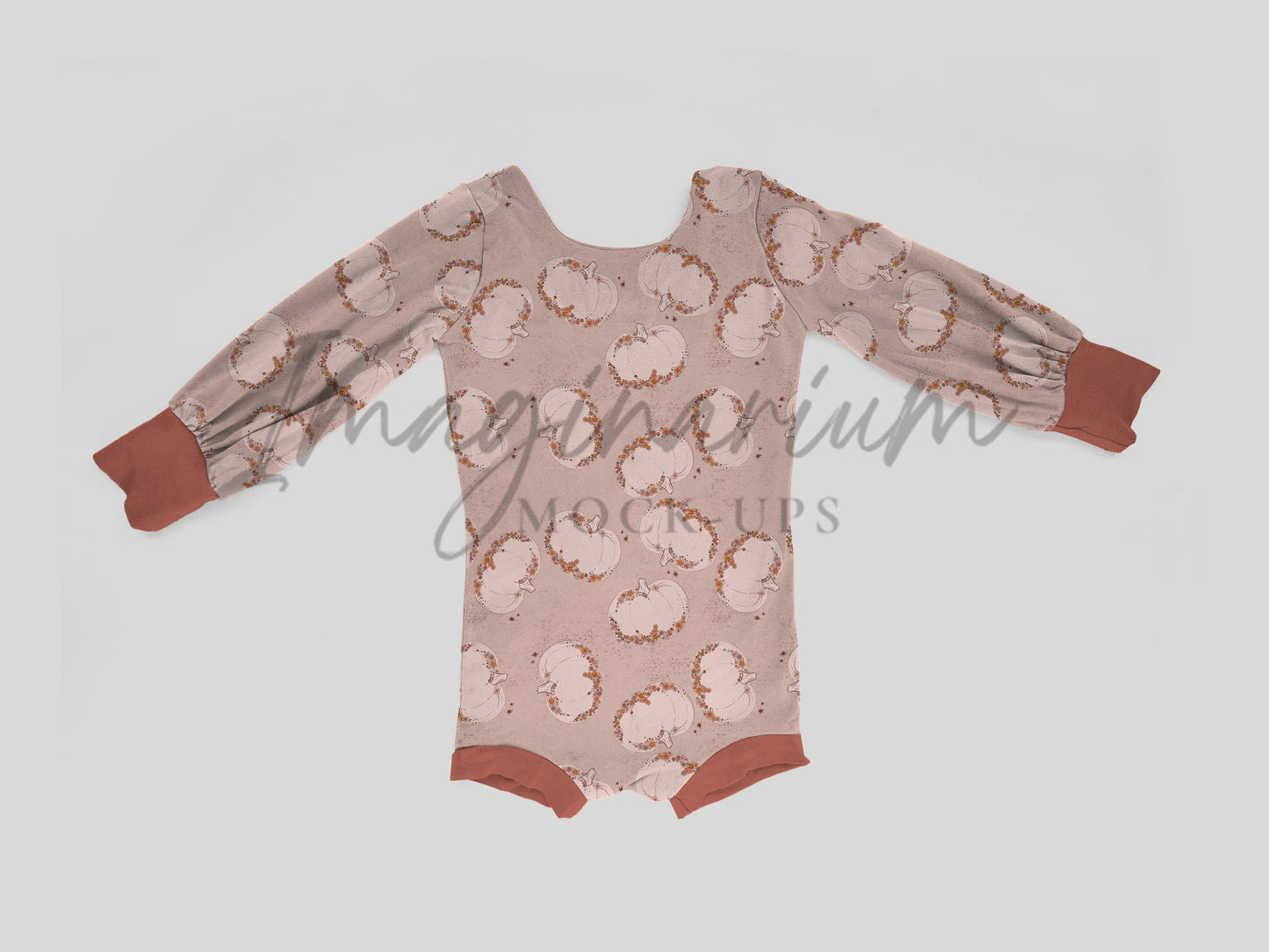 Brielle Long Sleeve Bummie Romper Mock Up, Realistic Clothing Mockup for Photoshop and Procreate