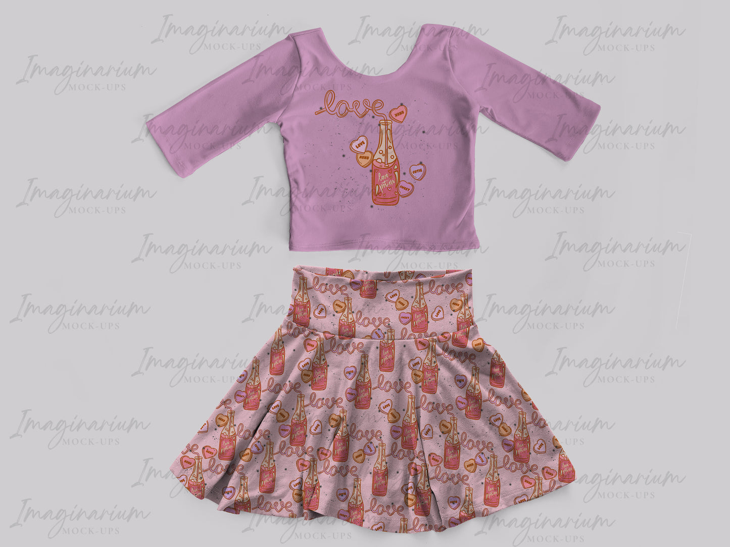 Brielle Skirt and Modest Crop Top Bundle Mock Up, Realistic Clothing Mockup for Photoshop and Procreate