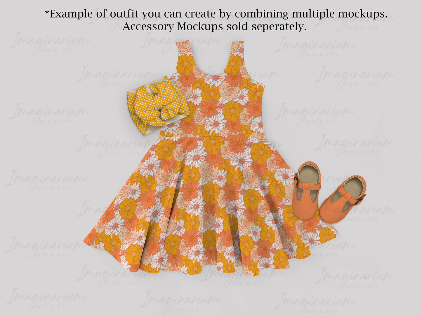 Sleeveless Circle Skirt Brielle Dress Mock Up, Realistic Clothing Mockup for Photoshop and Procreate