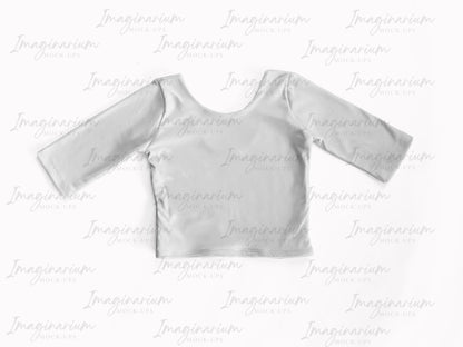 Brielle Modest Crop Top Three Quarter Length Sleeve Mock Up, Realistic Clothing Mockup for Photoshop and Procreate