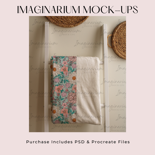 Blanket on Rack Mockup, Realistic Mockup for Procreate and Photoshop