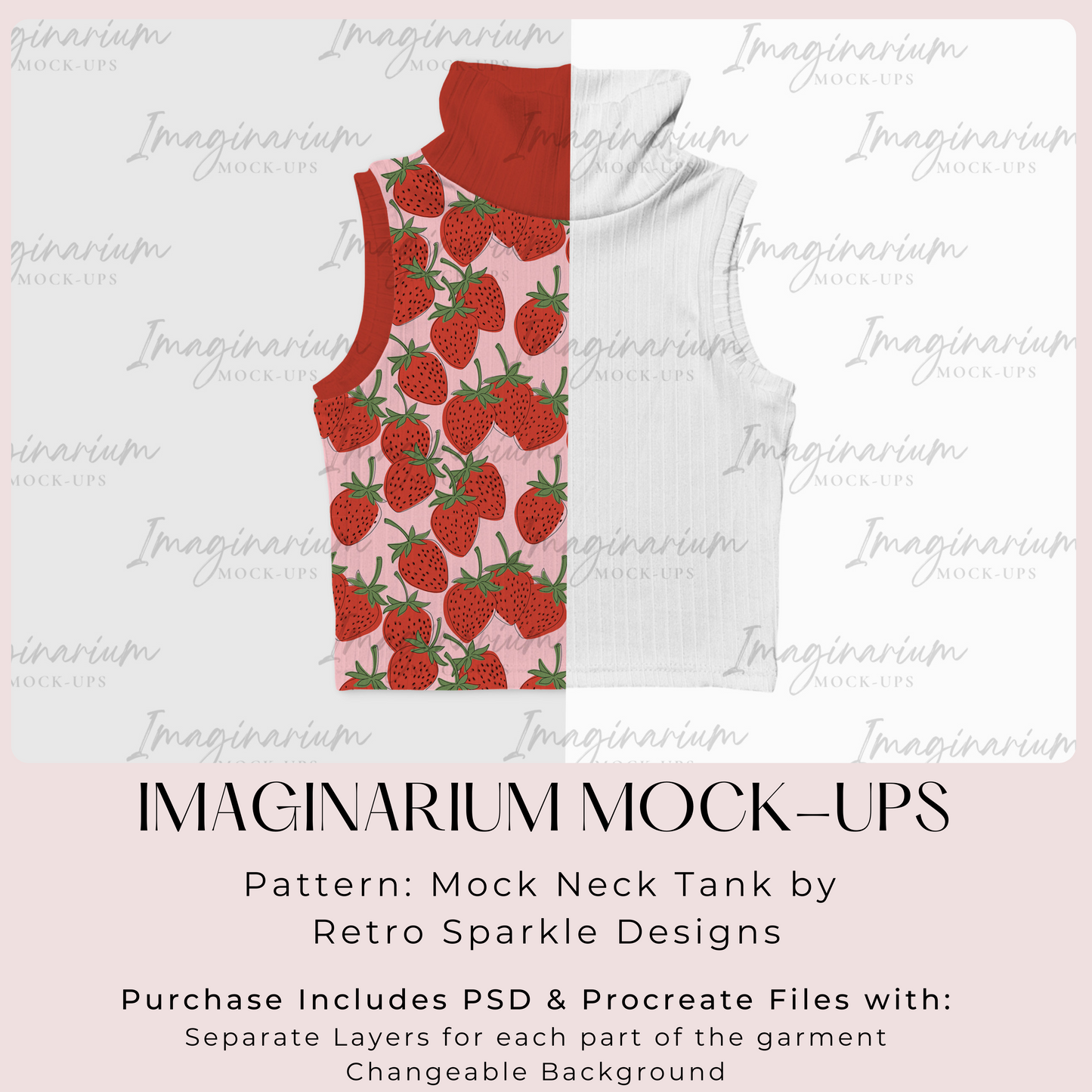 Mock Neck Tank Top Mock Up, Realistic Clothing Mockup for Photoshop and Procreate