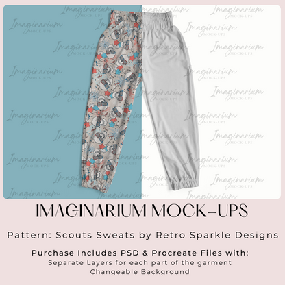 Scout Sweats Pants Mock-up, Realistic Clothing Mockup for Procreate and Photoshop