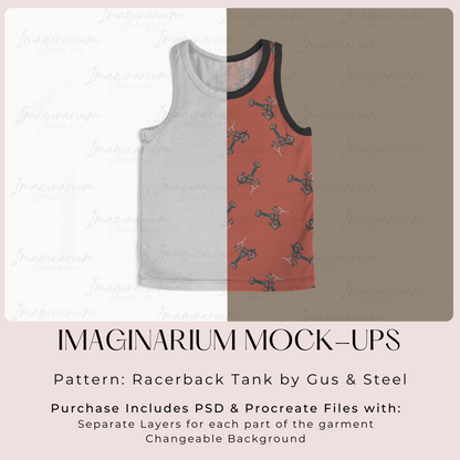 Gus + Steel Racer Tank Mock Up, Realistic Clothing Mockup for Photoshop and Procreate