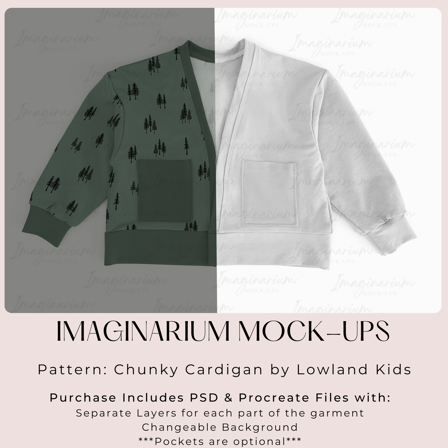Chunky Cardigan Sweater Mockup, Realistic Mock Up for Photoshop and Procreate