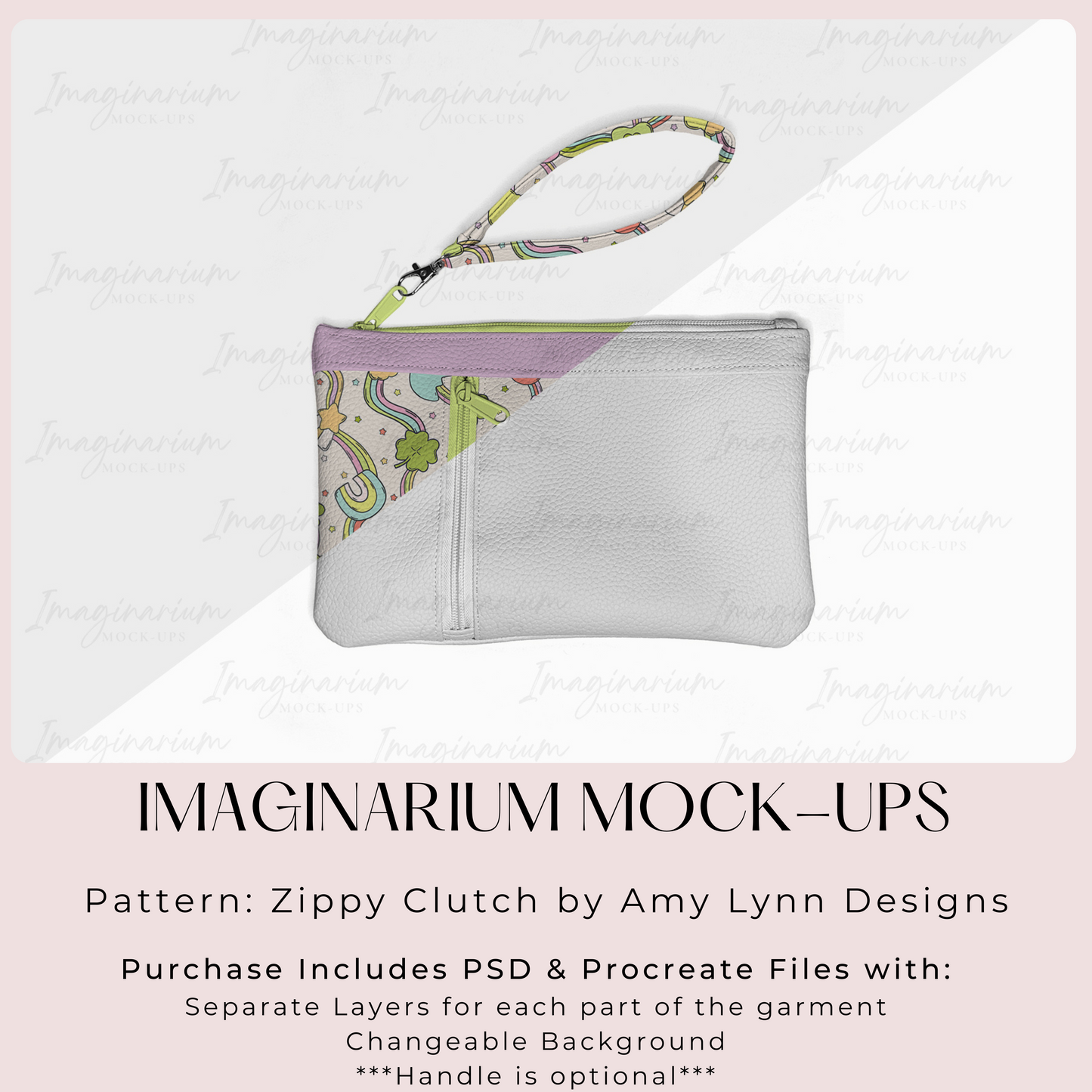 Zippered Clutch Mock Up, Realistic Purse Mockup for Photoshop and Procreate