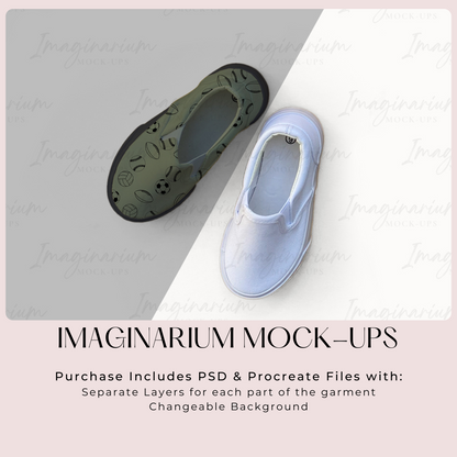 Slip-on Tennis Shoes Mock Up, Realistic Baby Shoes Mockup for Procreate and Photoshop