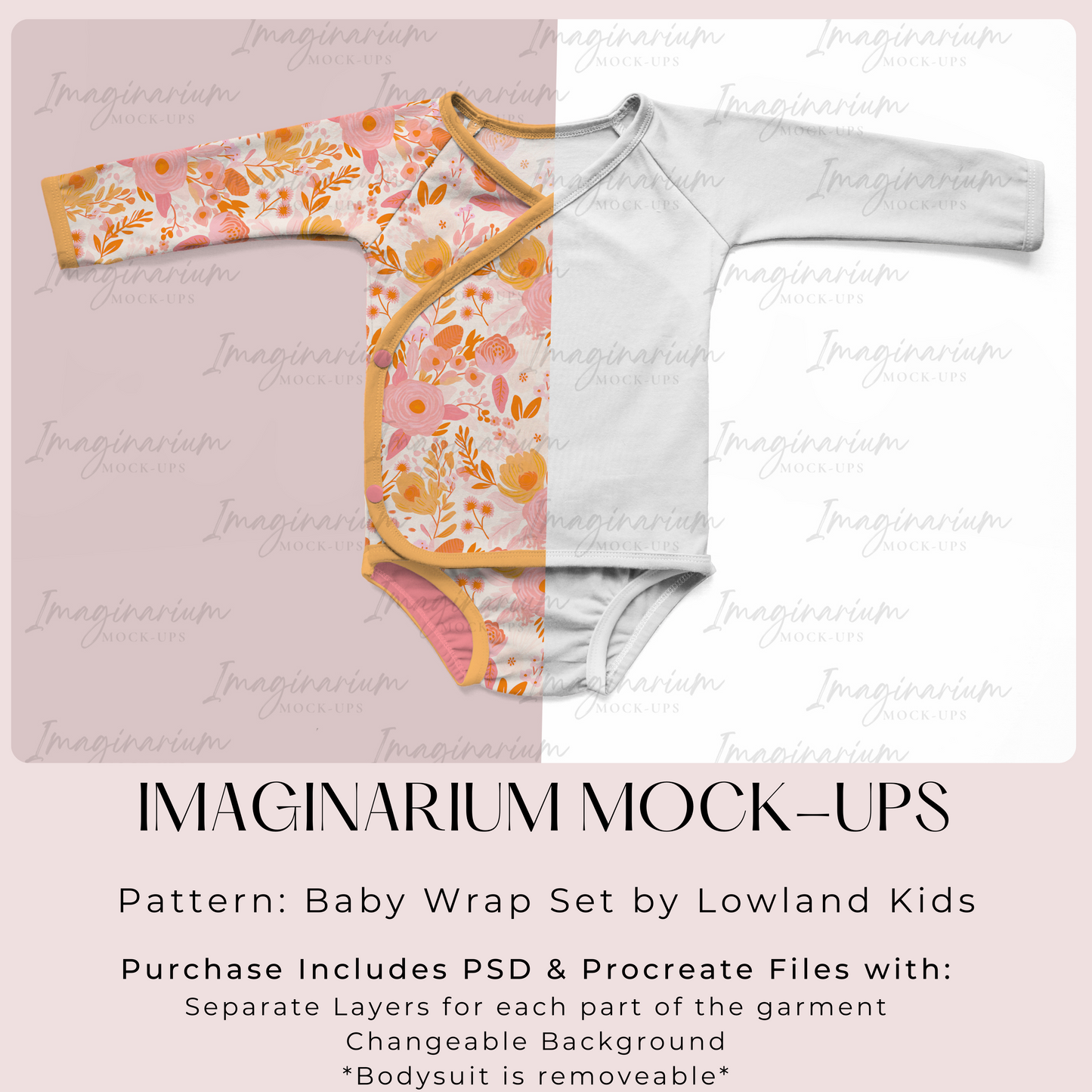 Baby Wrap Set Long Sleeve Top Mock-up, Realistic Clothing Mockup for Procreate and Photoshop
