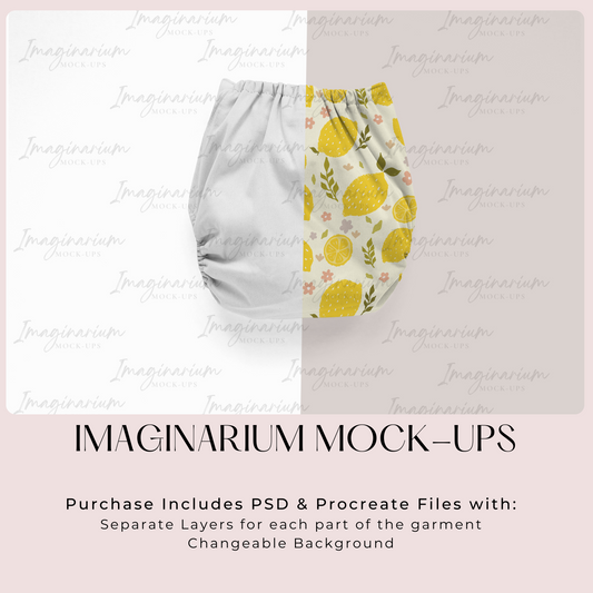 Cloth Diaper Back View Mock Up, Realistic Mockup for Photoshop and Procreate