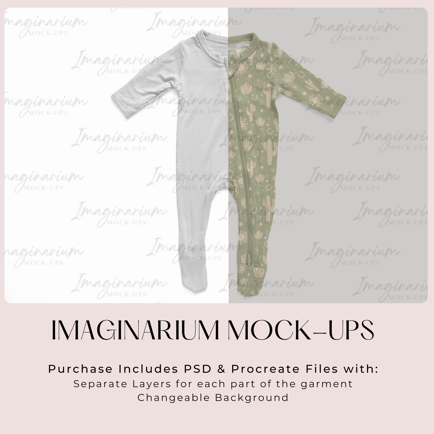 Zipper Sleeper Mock Up, Realistic Baby Pajama Mockup for Photoshop and Procreate