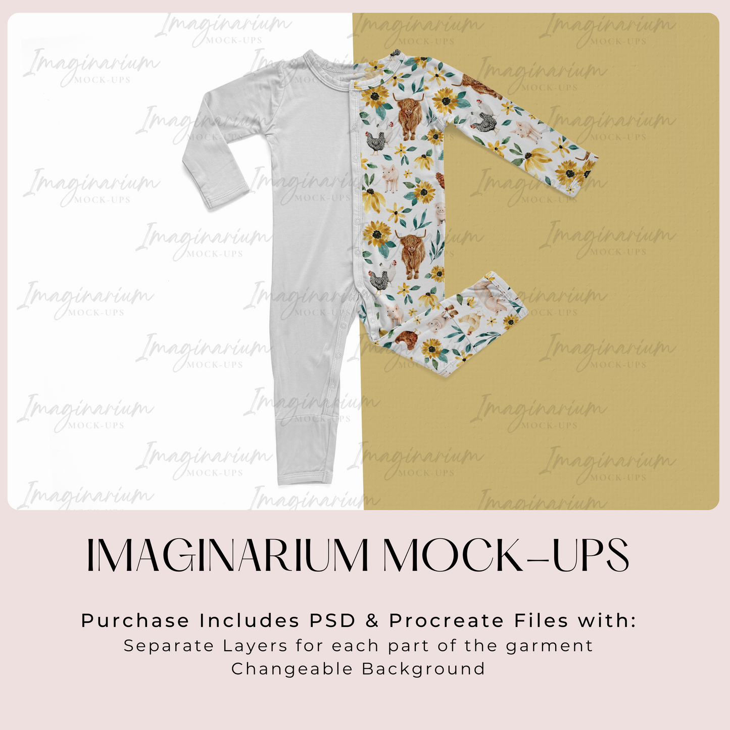 Snap Sleeper Mock Up, Realistic Baby Pajama Mockup for Photoshop and Procreate