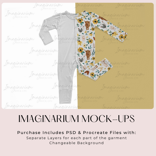 Snap Sleeper Mock Up, Realistic Baby Pajama Mockup for Photoshop and Procreate