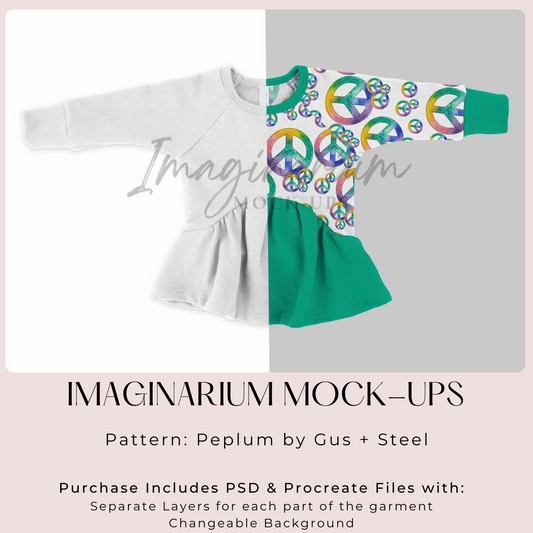 Gus + Steel Peplum Top Curved Mock Up, Realistic Clothing Mockup for Photoshop and Procreate