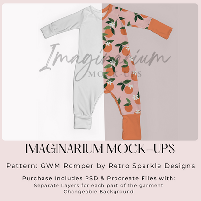 Grow With Me Romper Mock Up, Realistic Clothing Mockup for Photoshop and Procreate