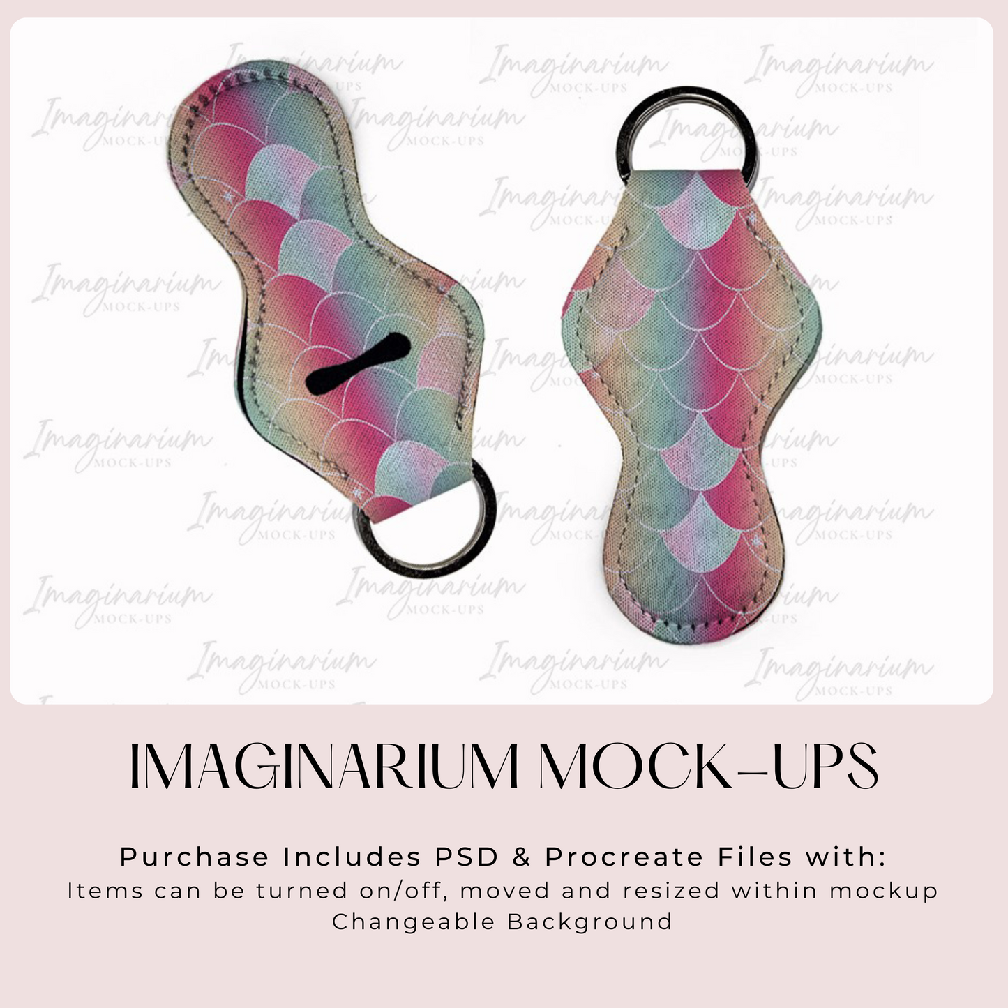 Curved Lipstick or Chapstick Holder Sublimation Keychain Mock Up, Realistic Mockup for Photoshop and Procreate