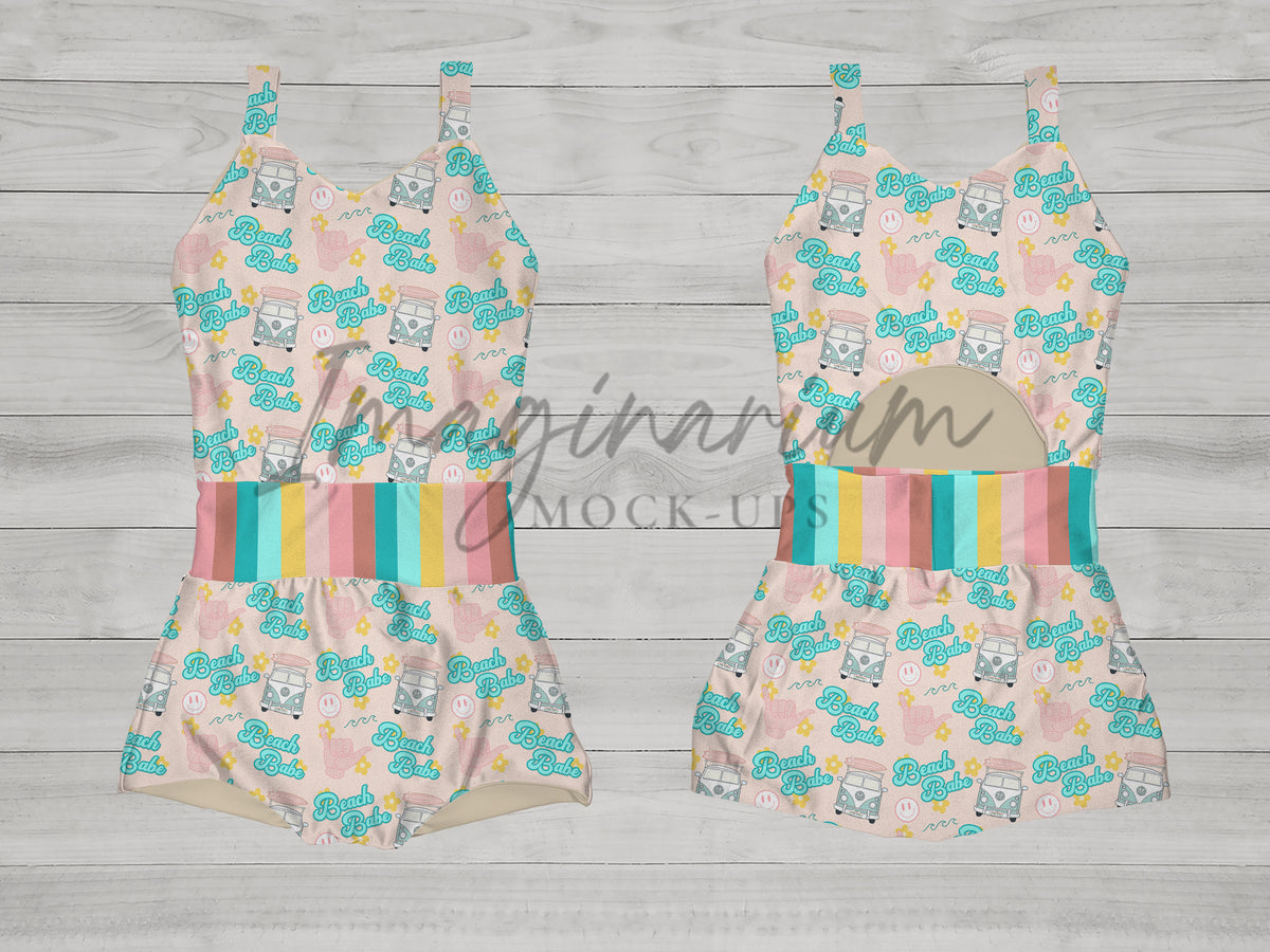 Dayla One Piece Optional Front Cutout Swimsuit Mockup , Realistic Swim ...