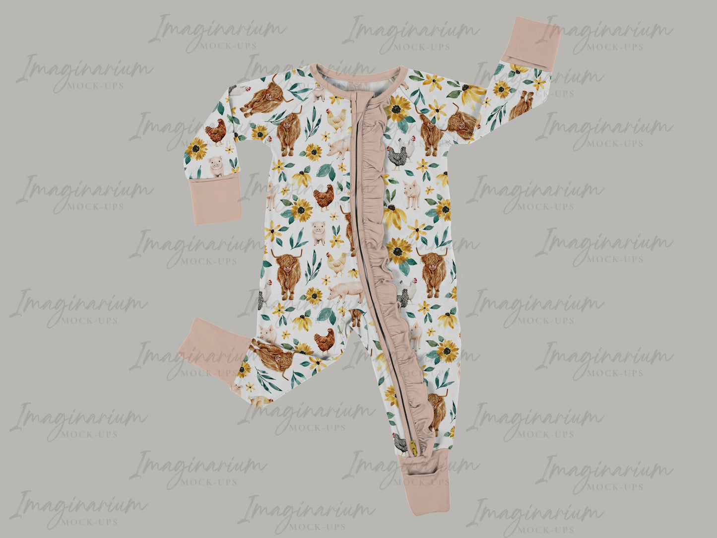 Double Ruffle Zipper Pajama Sleeper Mock Up, Realistic Mockup for Photoshop and Procreate