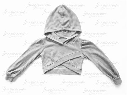Hooded Pumpkin Pullover, Tulip Front Long Sleeve Cropped Sweater Mock Up, Realistic Clothing Mockup for Photoshop and Procreate