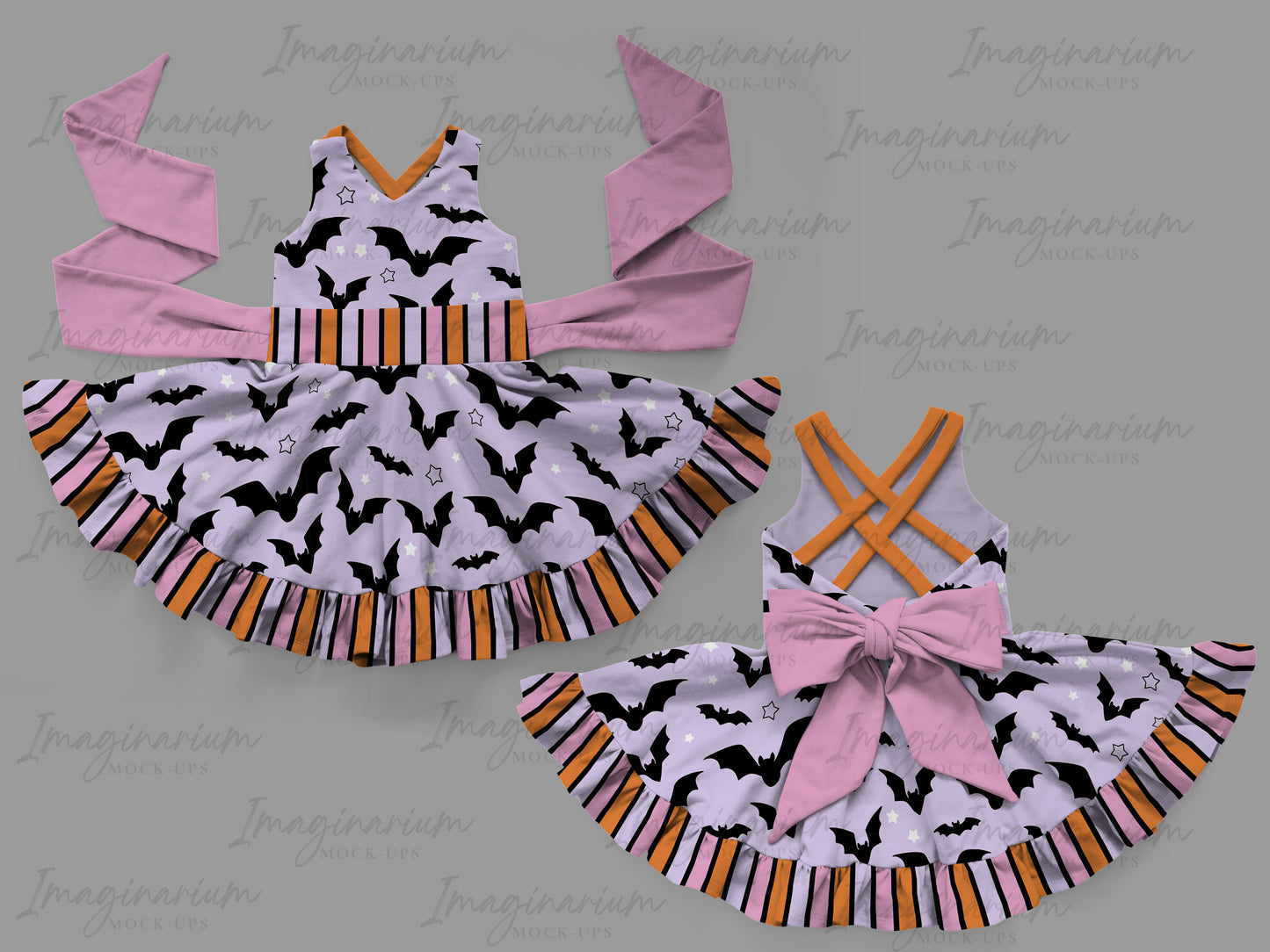 Tigerlily Multi Strap Bow Back Dress Mock Up, Realistic Clothing Mockup for Photoshop and Procreate