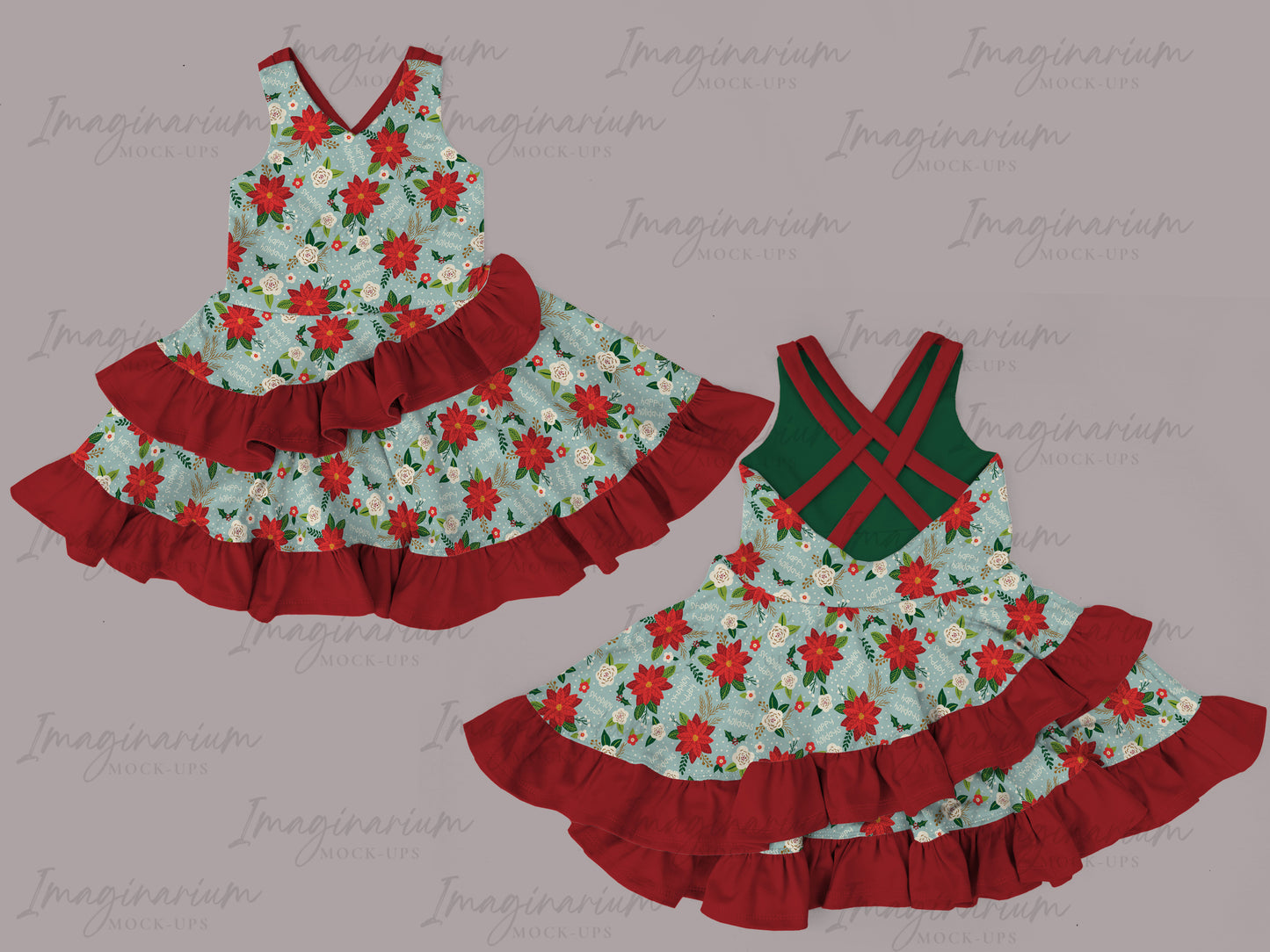 Tigerlily Multi Strap Double Flounce Skirt Dress Mock Up, Realistic Clothing Mockup for Photoshop and Procreate