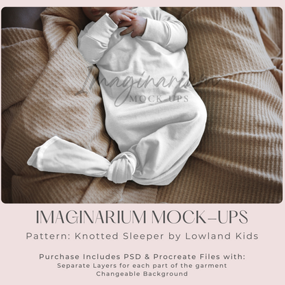 Modeled Knotted Baby Gown Mock Up, Realistic Mockup for Photoshop and Procreate