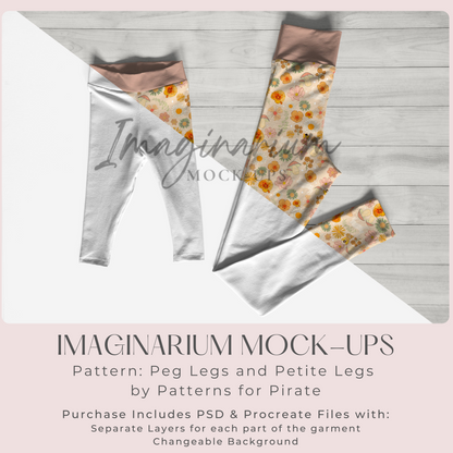 Mommy and Me Leggings Set Mock Up, Kid and Adult High Waisted Leggings Mock Ups, Realistic Mockup for Photoshop and Procreate