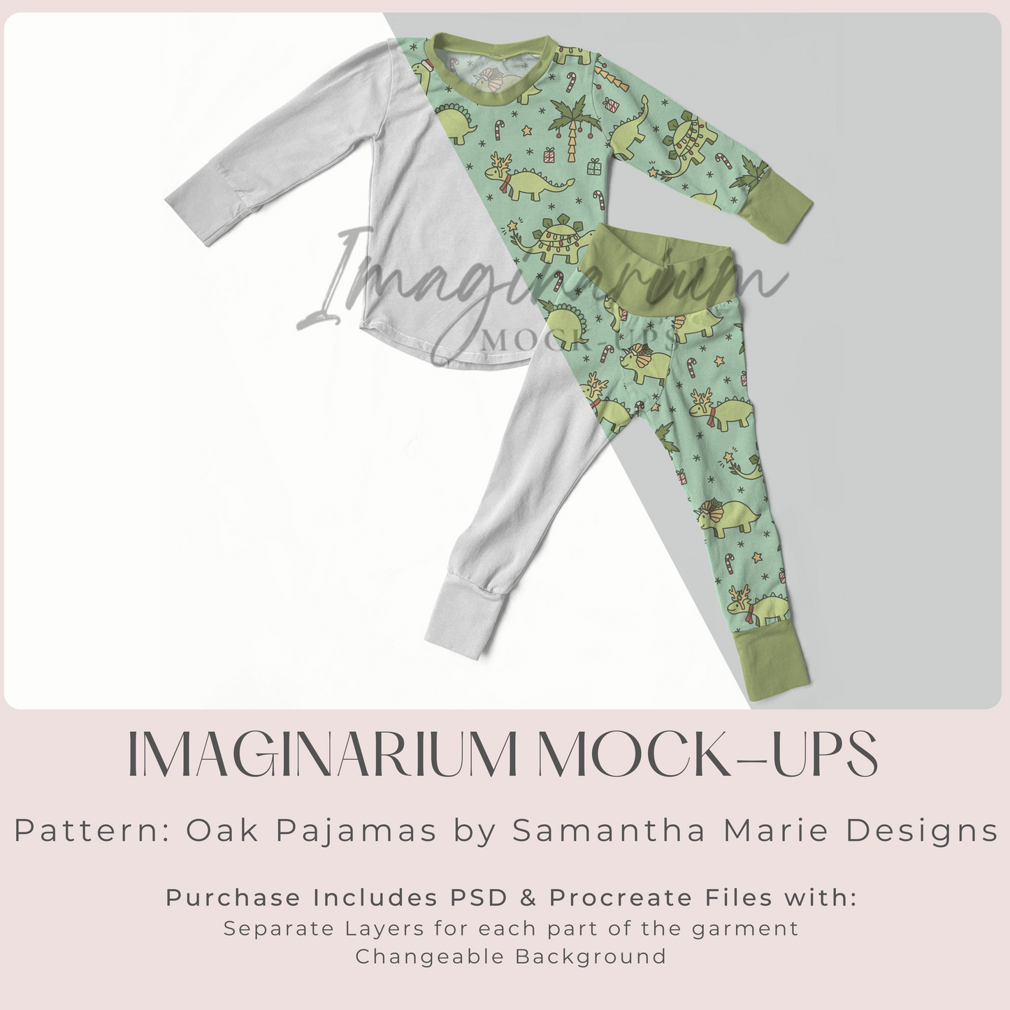Pants and Long Sleeve Shirt Pajama Set Mockup, Realistic Mock Up for Photoshop and Procreate
